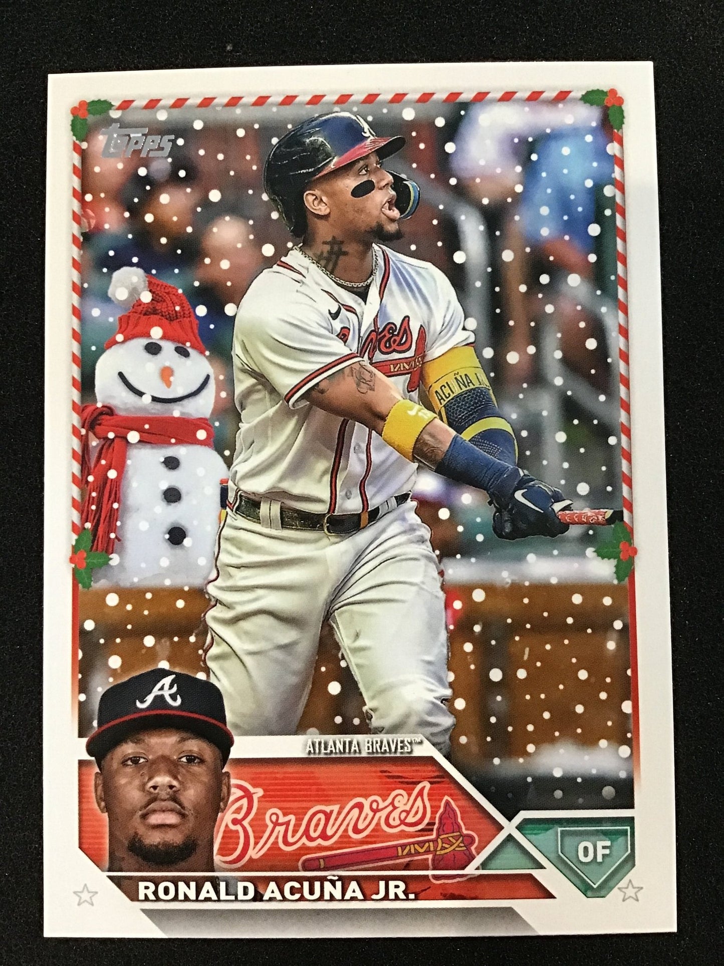Ronald Acuña Jr. 2023 Topps Holiday H43 Snowman SP - Atlanta Braves - Columbia Hobby - Sports Card Boxes - Toploaders - Card Savers