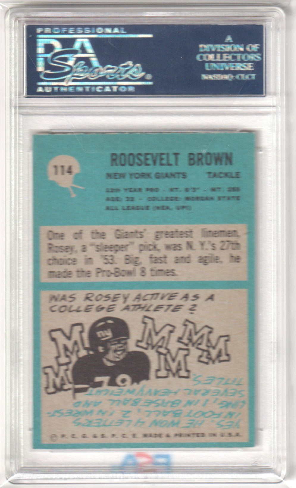 ROOSEVELT ROOSEY BROWN 1964 Philadelphia 114 PSA 8 NM - MT - GIANTS - Columbia Hobby - Sports Card Boxes - Toploaders - Card Savers