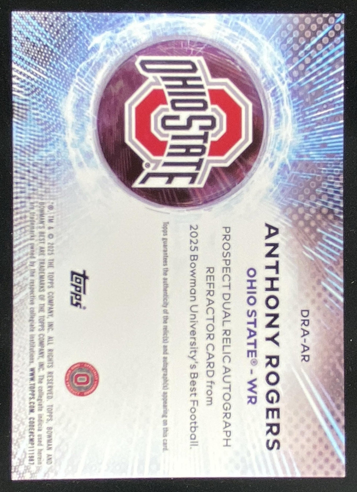 2025 Bowman's Best University Anthony Rogers trading card