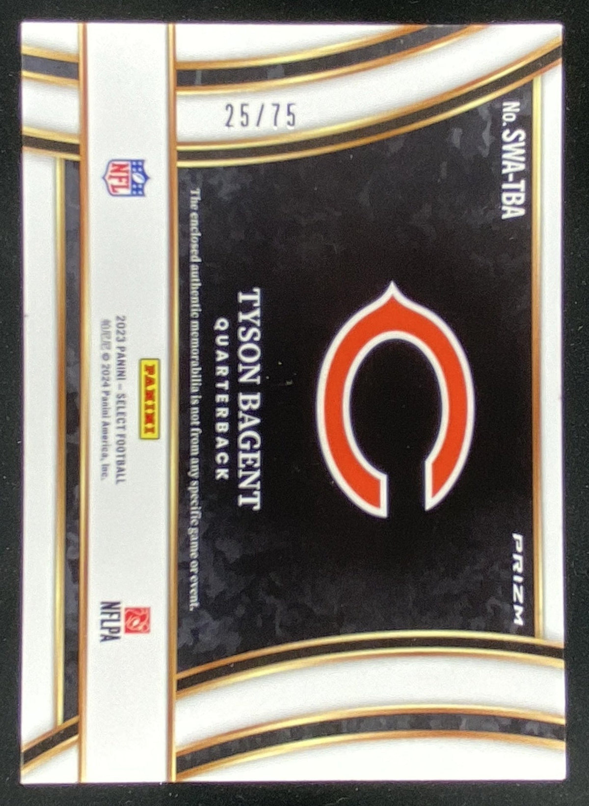2023 Panini Select Tyson Bagent #SWA-TBA trading card