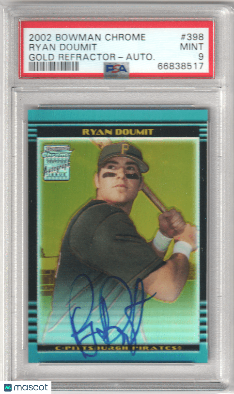 RYAN DOUMIT 2002 Bowman Chrome Gold 398 Refractor Autograph PSA 9 MINT - Columbia Hobby - Sports Card Boxes - Toploaders - Card Savers