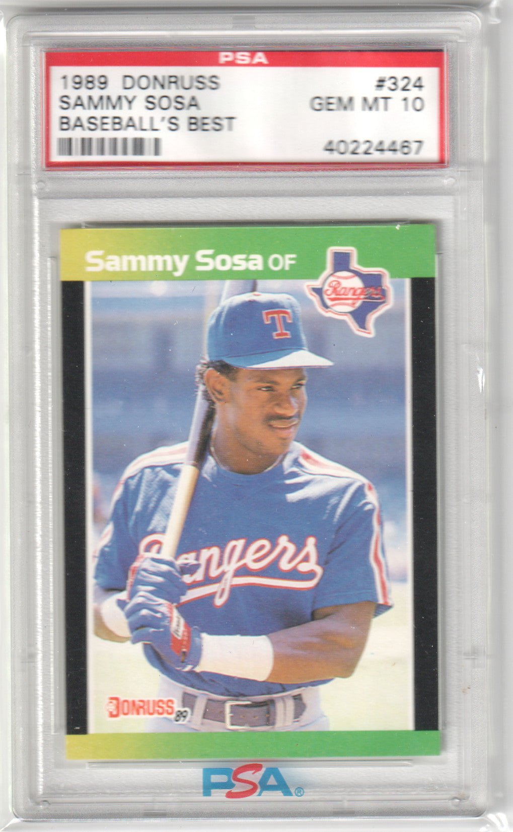 Sammy Sosa 1989 Donruss Baseball's Best RC Rookie #324 PSA 10 GEM MINT - Columbia Hobby - Sports Card Boxes - Toploaders - Card Savers