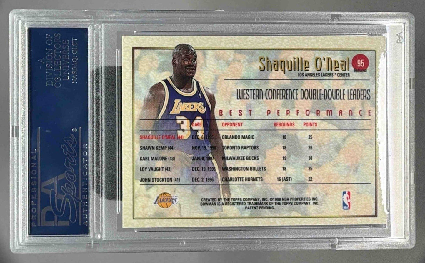 SHAQUILLE O'NEAL 1997 BOWMAN'S BEST REFRACTOR PSA 10 - LAKERS - Columbia Hobby - Sports Card Boxes - Toploaders - Card Savers