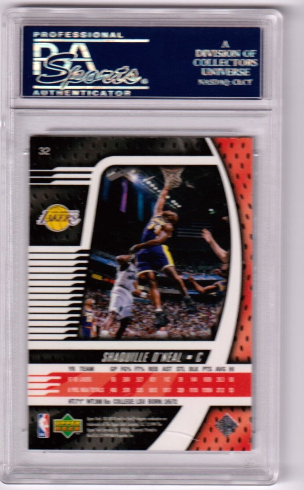 SHAQUILLE O'NEAL 1998 - 99 Upper Deck Ionix #32 PSA 10 GEM MINT - LAKERS - Columbia Hobby - Sports Card Boxes - Toploaders - Card Savers