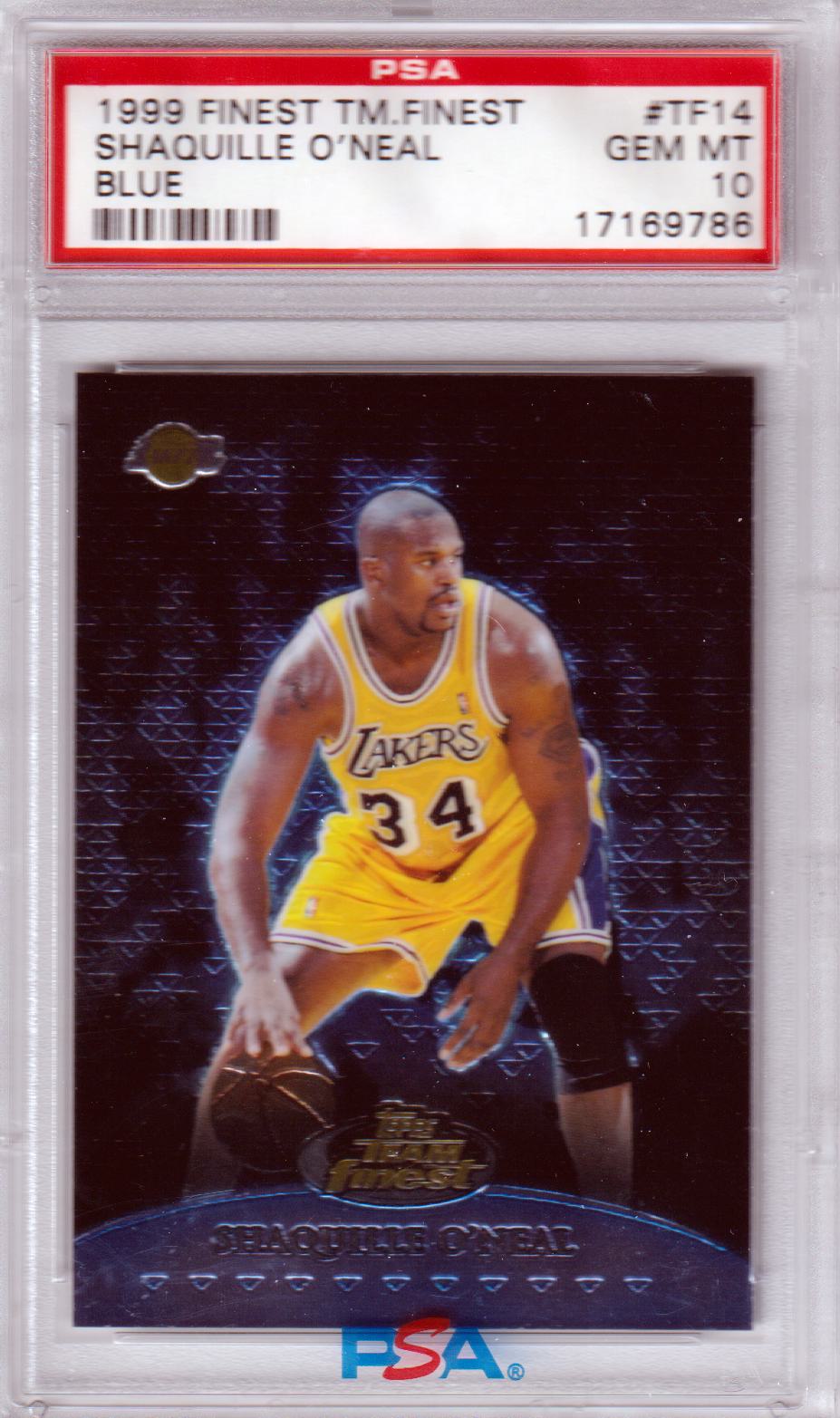 SHAQUILLE O'NEAL 1999 Finest Team Blue /1500 #TF14 Blue PSA 10 GEM MINT POP 5 - Columbia Hobby - Sports Card Boxes - Toploaders - Card Savers