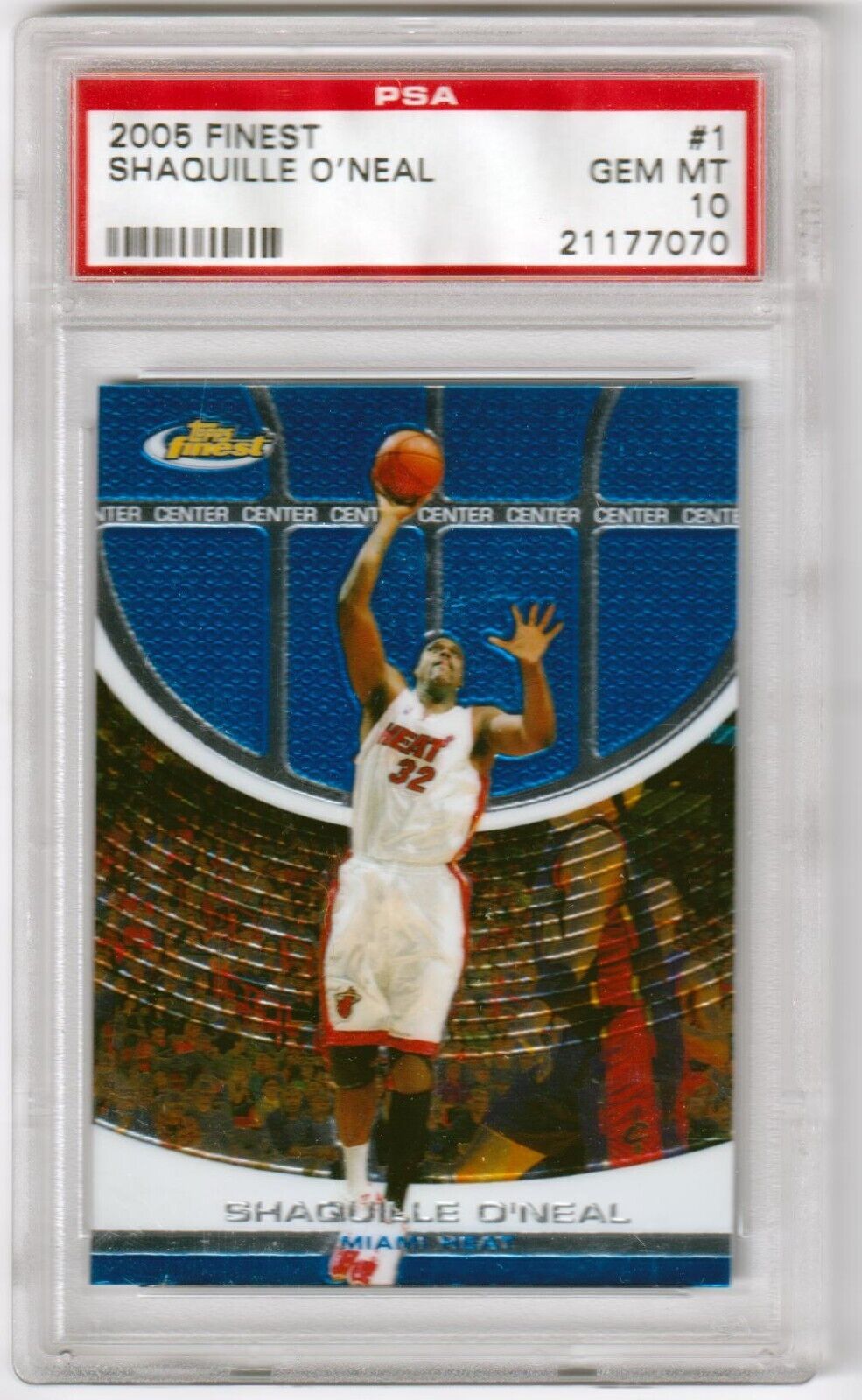 SHAQUILLE O'NEAL 2005 - 06 Topps Finest #1 PSA 10 GEM MINT - LAKERS - Columbia Hobby - Sports Card Boxes - Toploaders - Card Savers