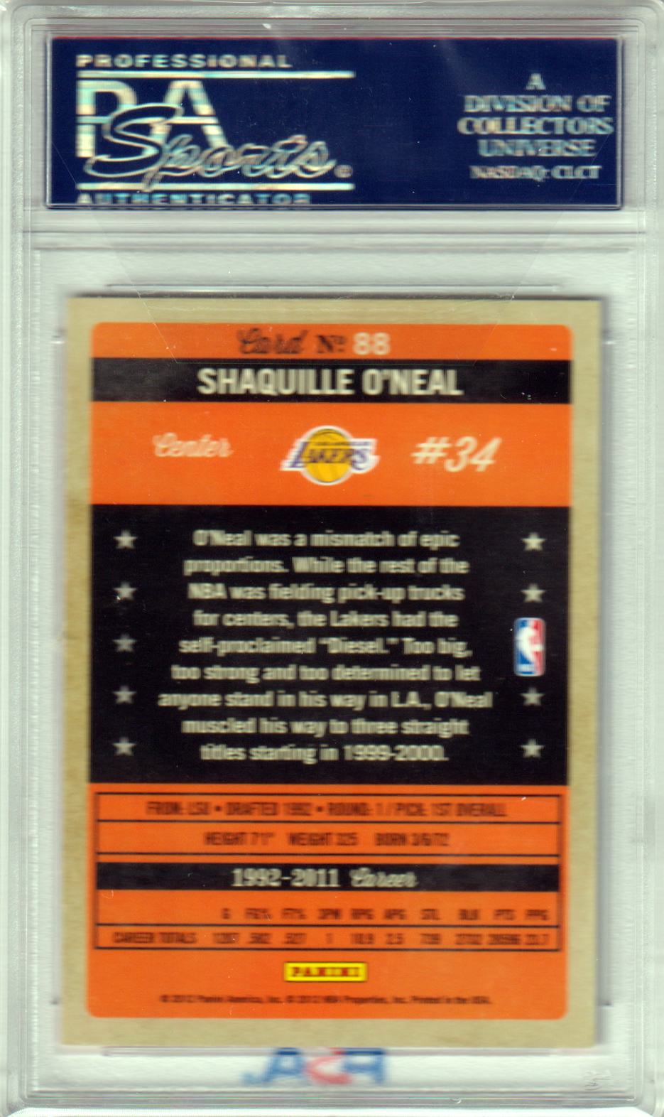SHAQUILLE O'NEAL 2011 Panini Past And Present #88 PSA 10 GEM MINT LAKERS POP 4 - Columbia Hobby - Sports Card Boxes - Toploaders - Card Savers