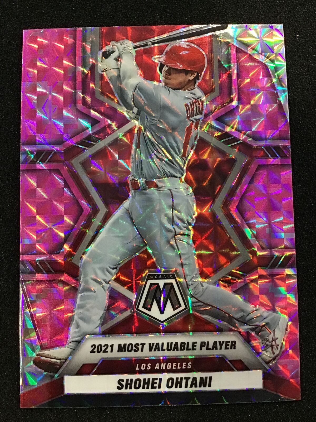 Shohei Ohtani 2022 Panini Mosaic #1281 Pink Prizm MVP Angels - Columbia Hobby - Sports Card Boxes - Toploaders - Card Savers