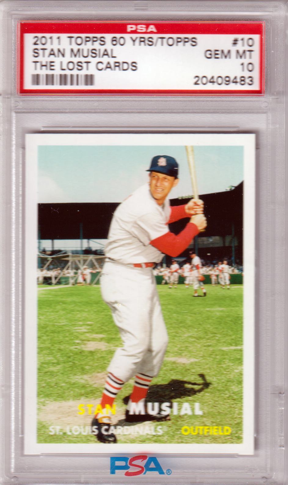 STAN MUSIAL 2011 Topps 60 Years Of Topps - Lost Cards #10 PSA 10 GEM MINT Pop 4 - Columbia Hobby - Sports Card Boxes - Toploaders - Card Savers