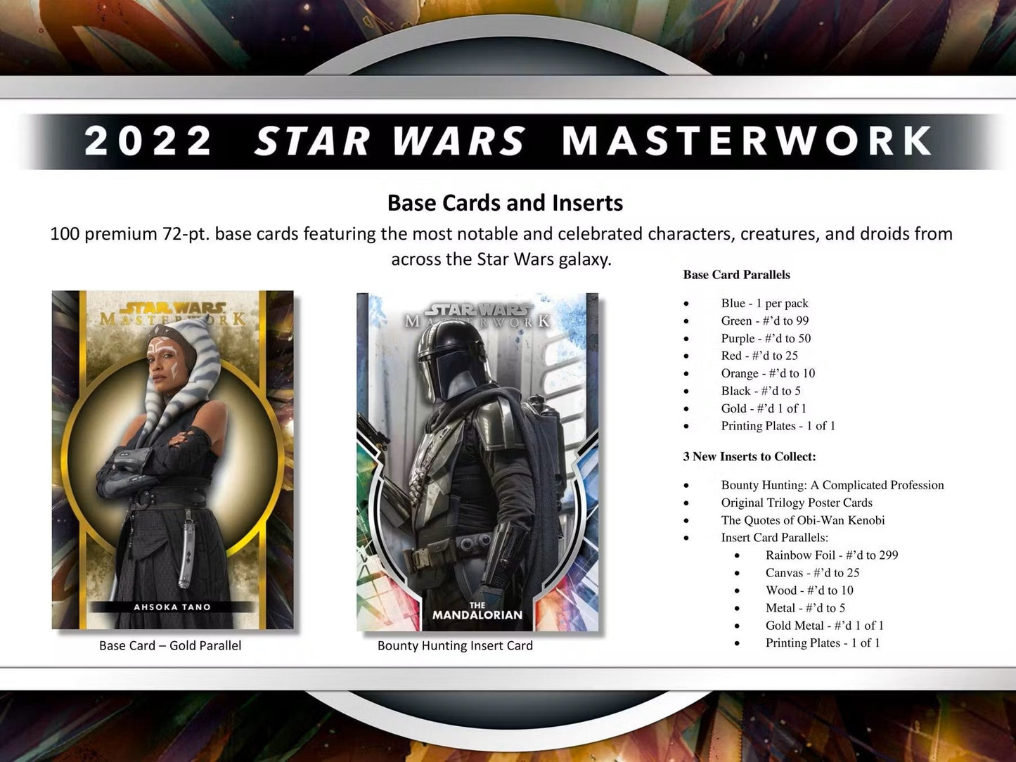 Star Wars Masterwork Hobby Box (Topps 2022) - Columbia Hobby - Sports Card Boxes - Toploaders - Card Savers