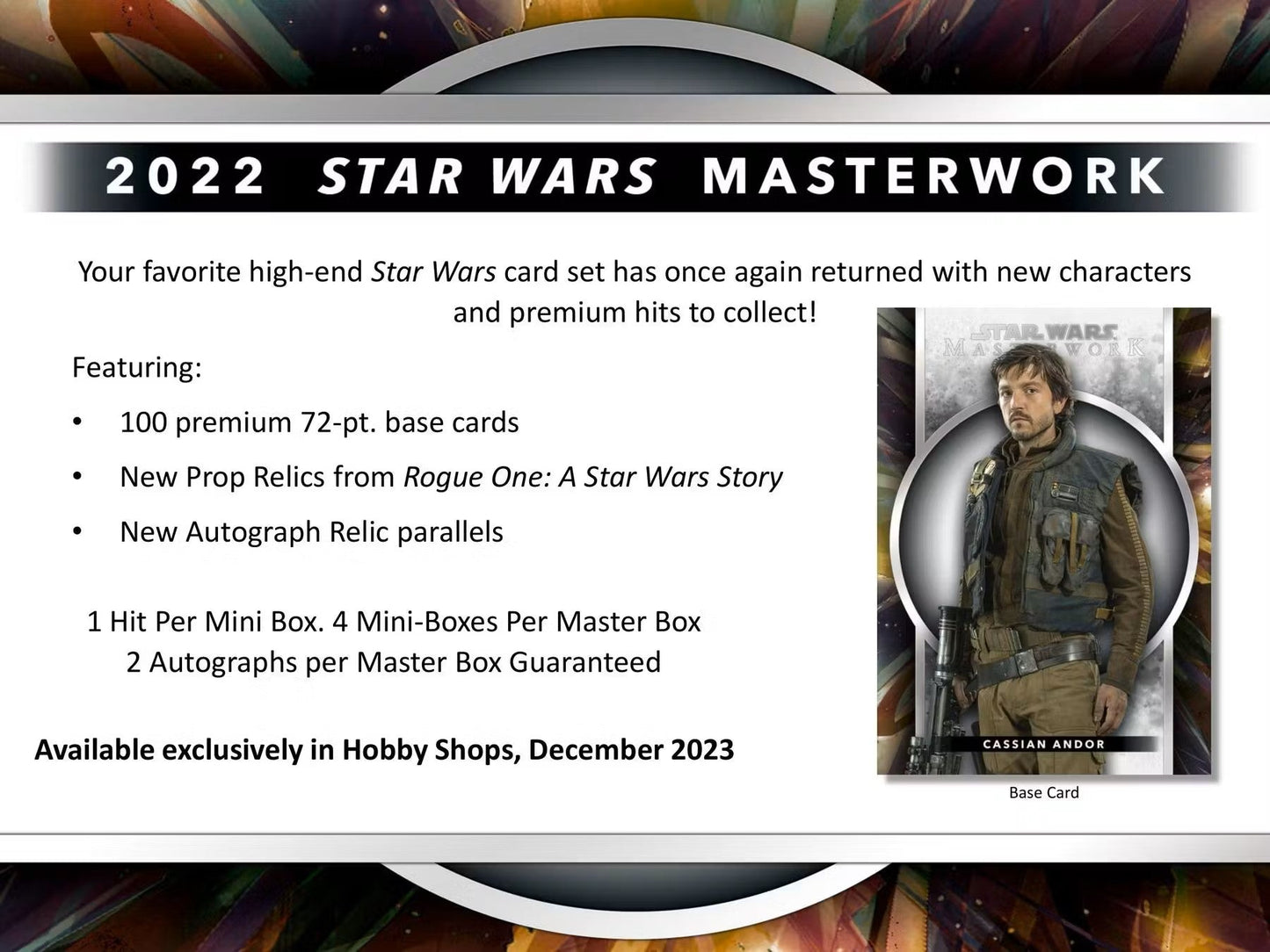Star Wars Masterwork Hobby Box (Topps 2022) - Columbia Hobby - Sports Card Boxes - Toploaders - Card Savers