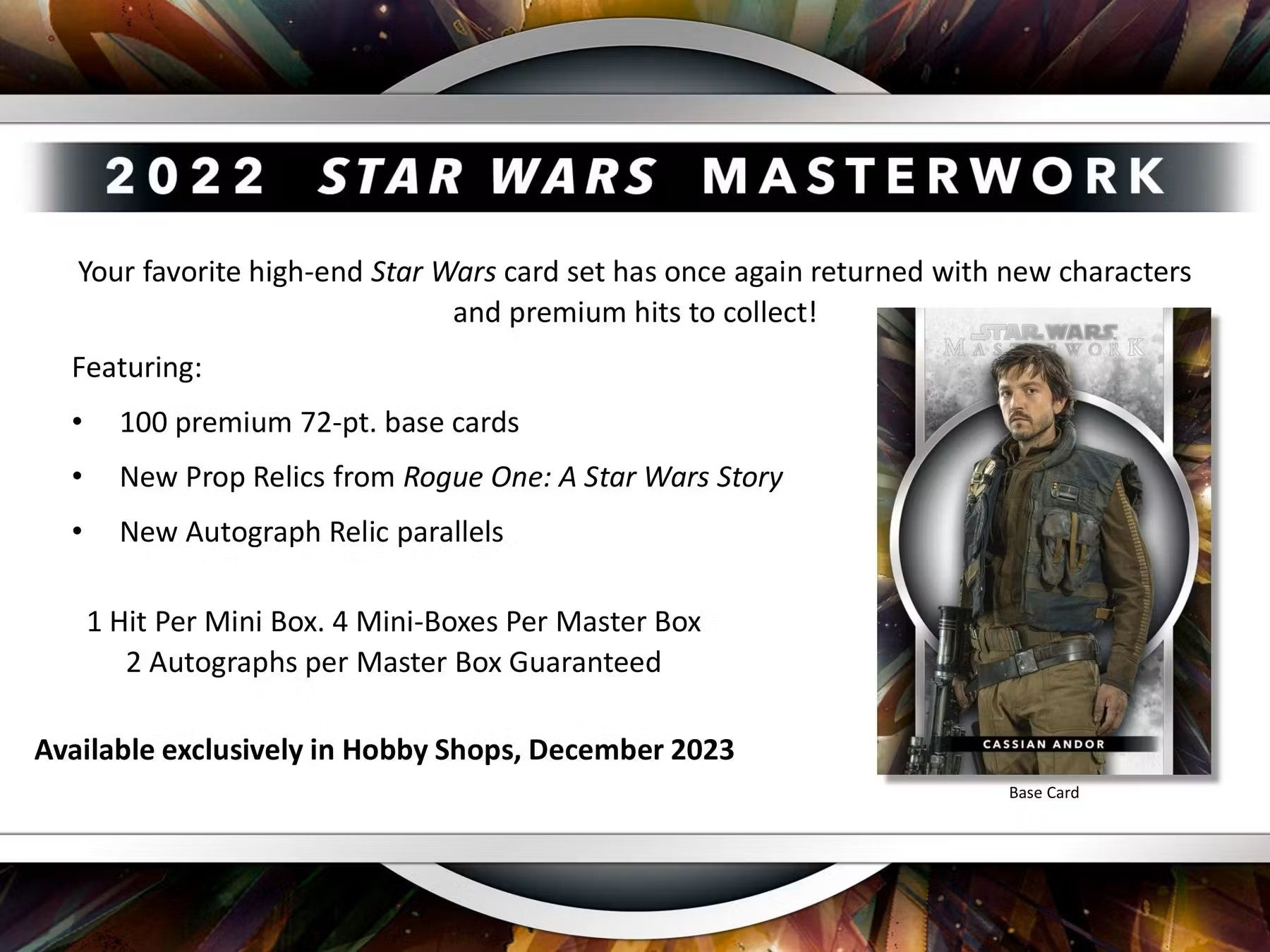 Star Wars Masterwork Hobby Box (Topps 2022) - Columbia Hobby - Sports Card Boxes - Toploaders - Card Savers