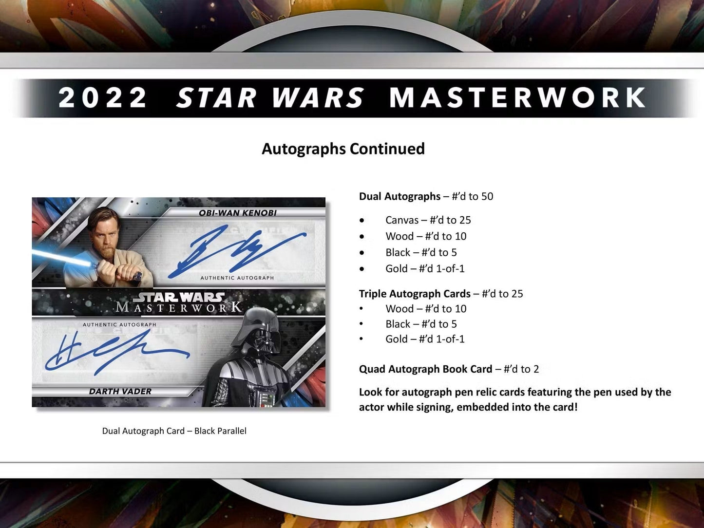 Star Wars Masterwork Hobby Box (Topps 2022) - Columbia Hobby - Sports Card Boxes - Toploaders - Card Savers