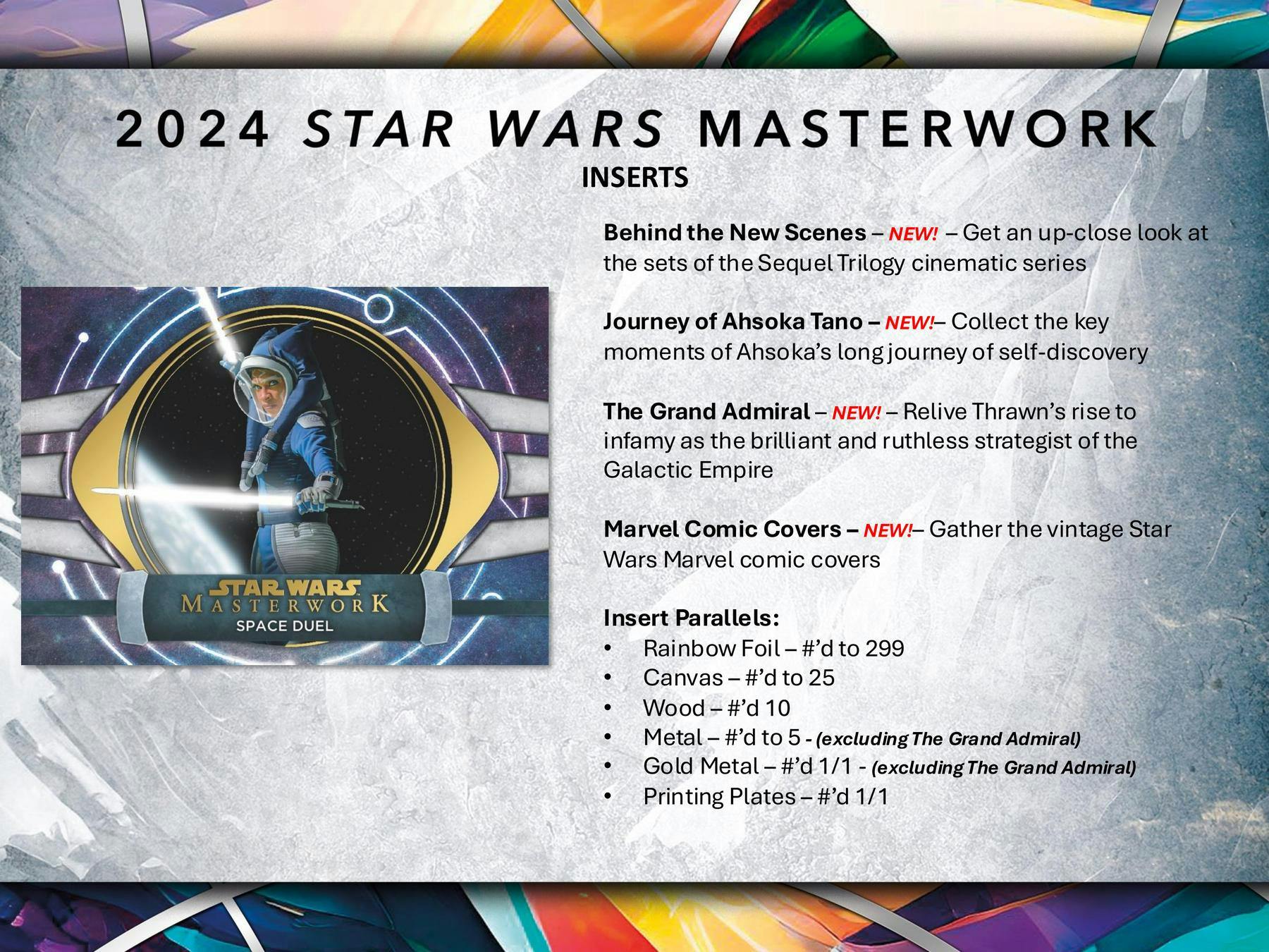 Star Wars Masterwork Hobby Box (Topps 2024) - Columbia Hobby - Sports Card Boxes - Toploaders - Card Savers