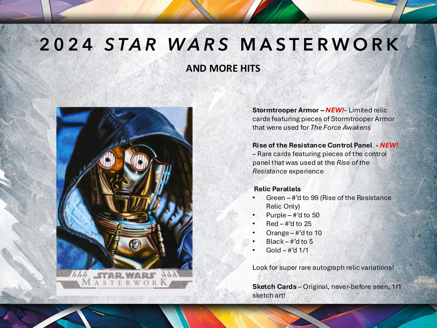 Star Wars Masterwork Hobby Box (Topps 2024) - Columbia Hobby - Sports Card Boxes - Toploaders - Card Savers