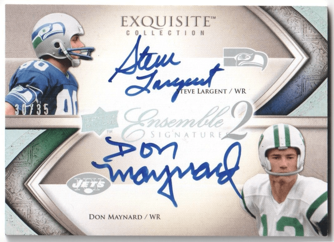 STEVE LARGENT DON MAYNARD 2000 Upper Deck Exquisite Autograph Auto #/35 - Columbia Hobby - Sports Card Boxes - Toploaders - Card Savers
