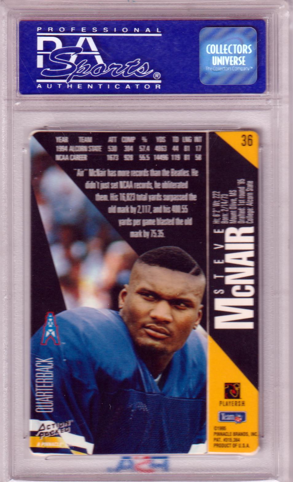 STEVE McNAIR 1995 Action Packed RC Rookie #36 PSA 10 GEM MINT - OILERS - Columbia Hobby - Sports Card Boxes - Toploaders - Card Savers