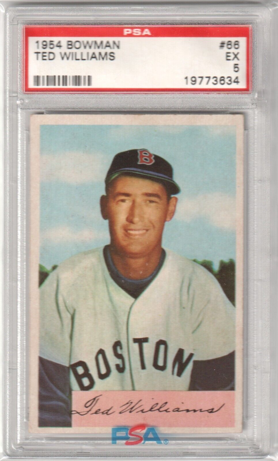TED WILLIAMS 1954 Bowman #66 PSA 5 EX - RED SOX - Columbia Hobby - Sports Card Boxes - Toploaders - Card Savers