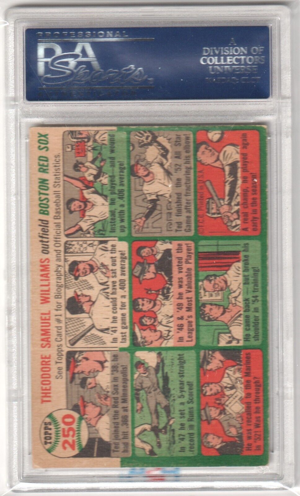 TED WILLIAMS 1954 Topps #250 PSA 5 EX - RED SOX - Columbia Hobby - Sports Card Boxes - Toploaders - Card Savers
