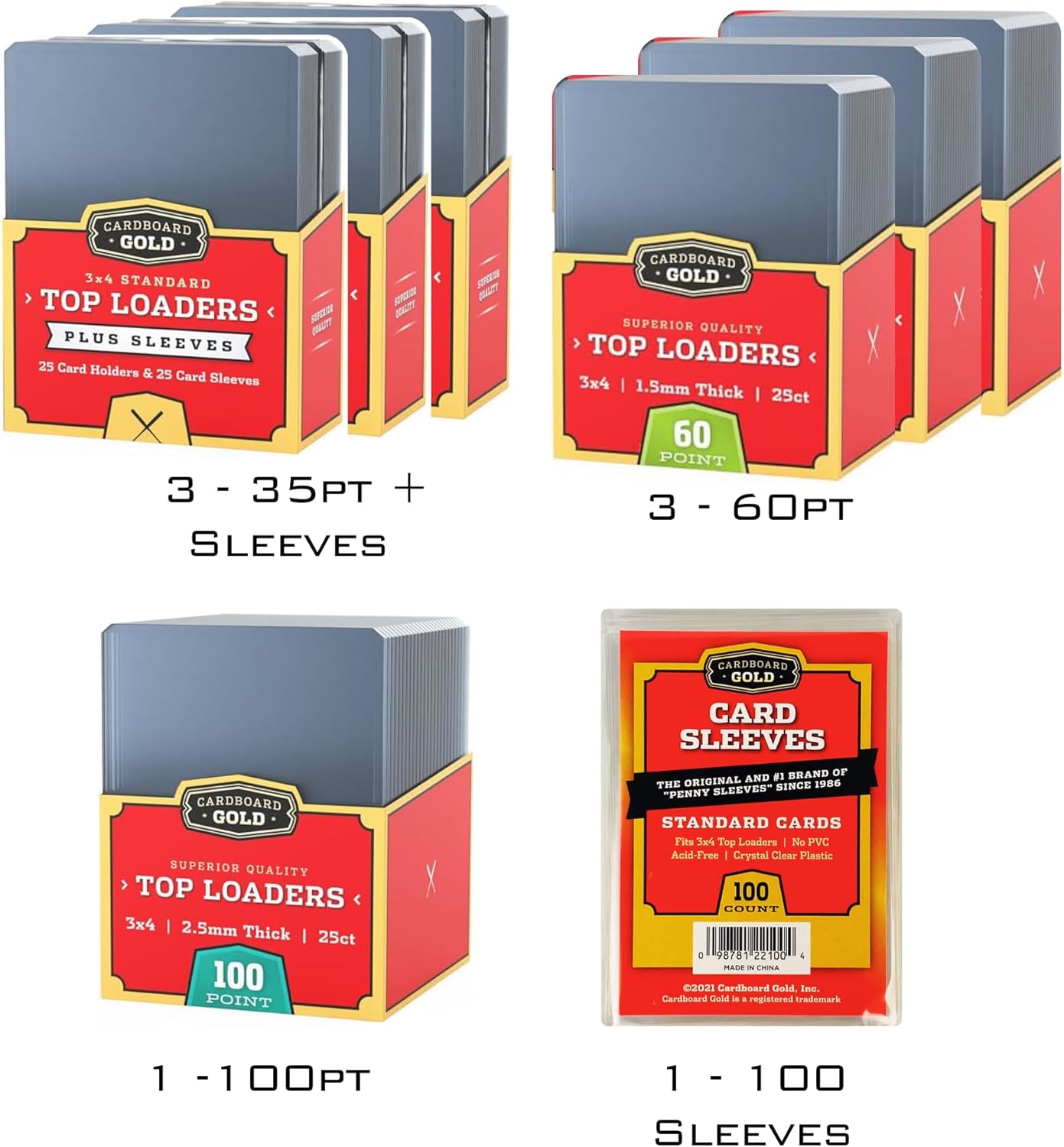 Toploader Collector Bundle - 35pt, 60pt, 100pt plus Soft Sleeves - Columbia Hobby - Sports Card Boxes - Toploaders - Card Savers