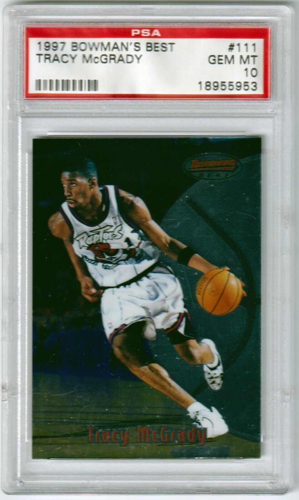 TRACY McGRADY 1997 - 98 Bowman's Best Rookie RC #111 PSA 10 GEM MINT - RAPTORS - Columbia Hobby - Sports Card Boxes - Toploaders - Card Savers