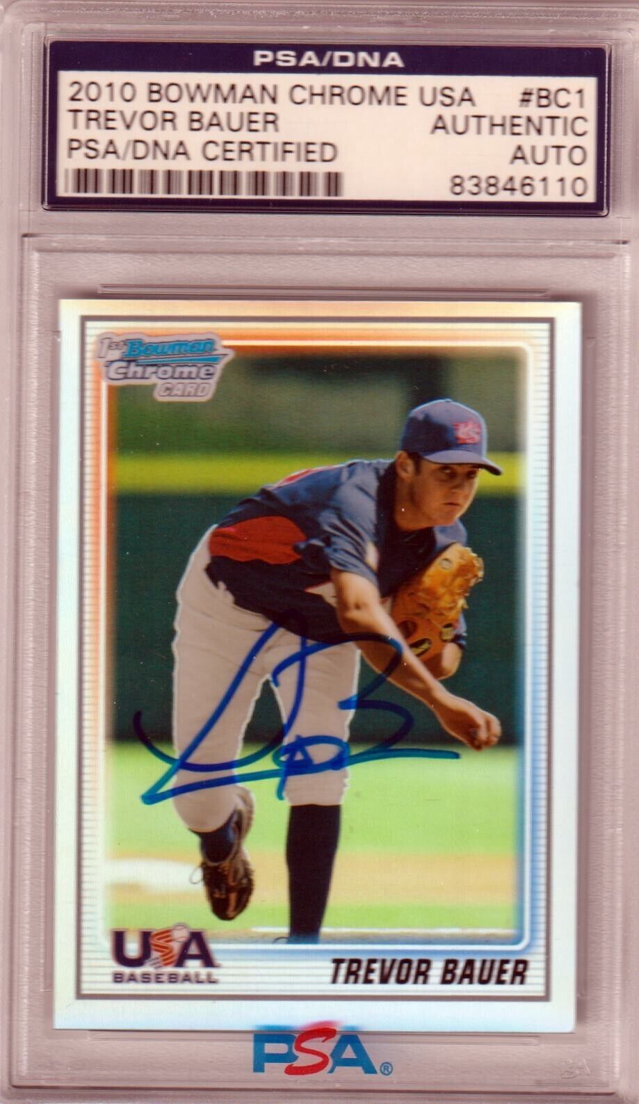 TREVOR BAUER 2010 Bowman Chrome USA Autograph Auto #/777 PSA DNA Certified - Columbia Hobby - Sports Card Boxes - Toploaders - Card Savers