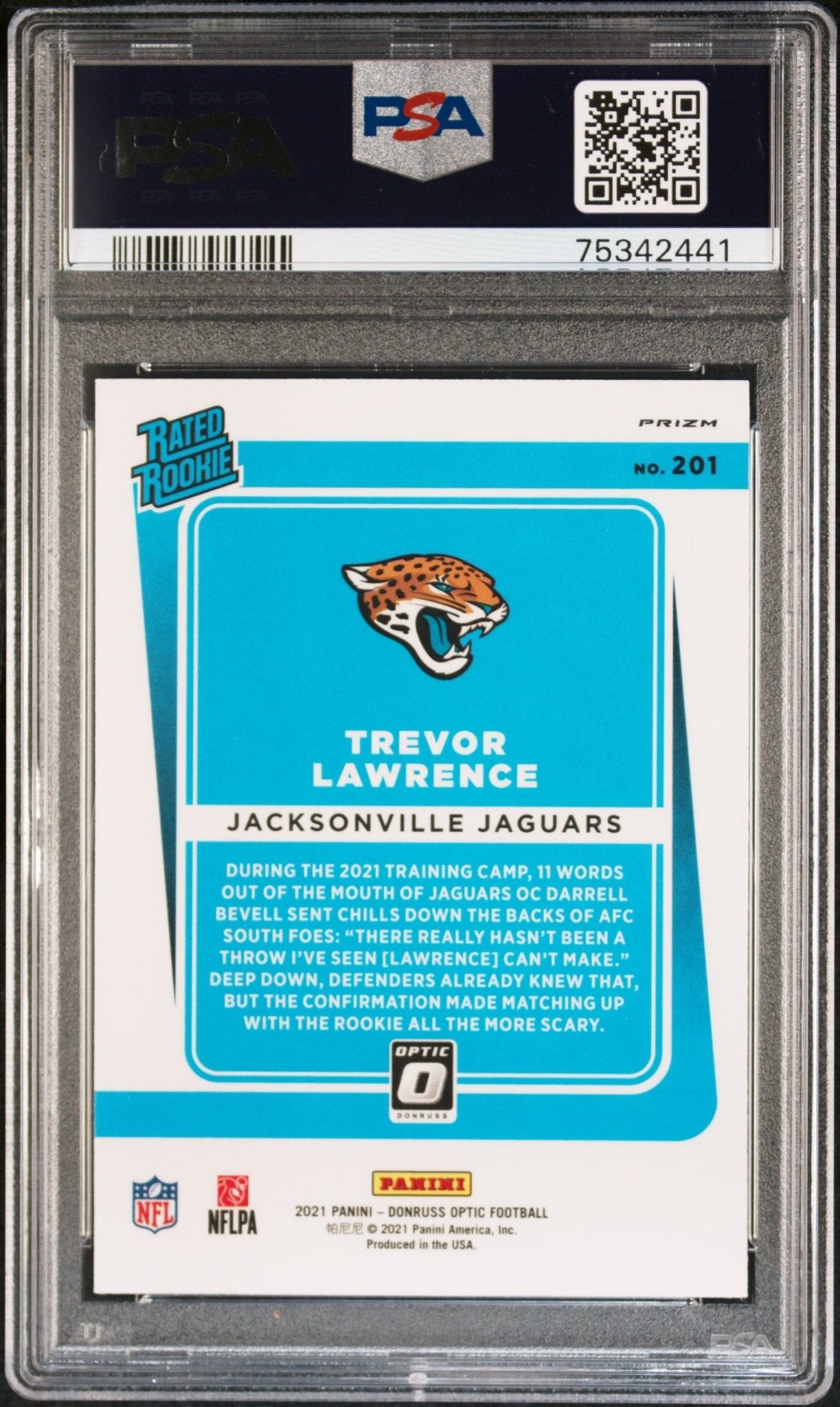 TREVOR LAWRENCE 2021 Panini Donruss Optic Bronze RC Rookie PSA 9 MINT - Columbia Hobby - Sports Card Boxes - Toploaders - Card Savers