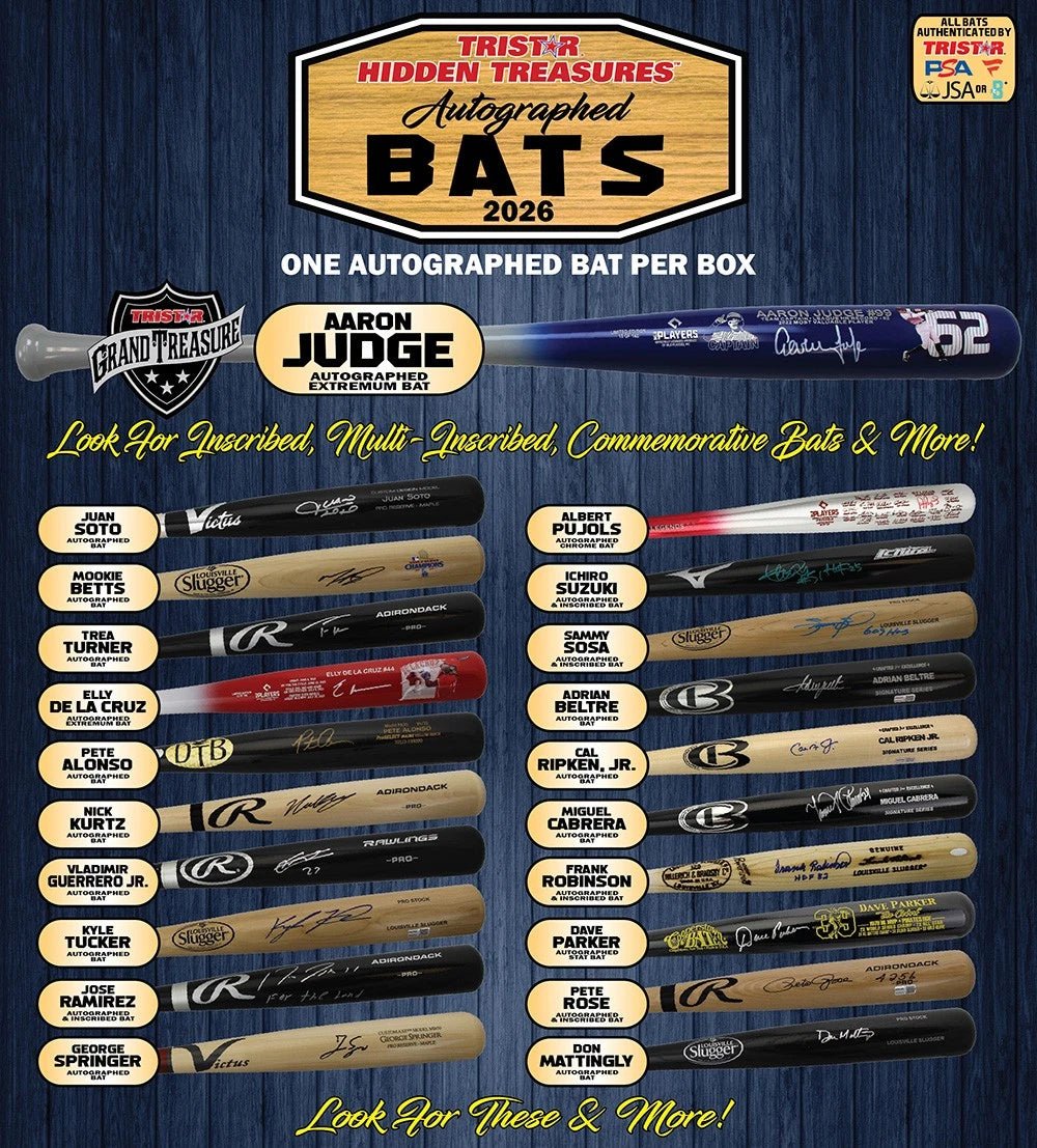 TRISTAR Hidden Treasures Autographed Bats 2026 Edition | Columbia Sports Cards - Columbia Hobby - Sports Card Boxes - Toploaders - Card Savers