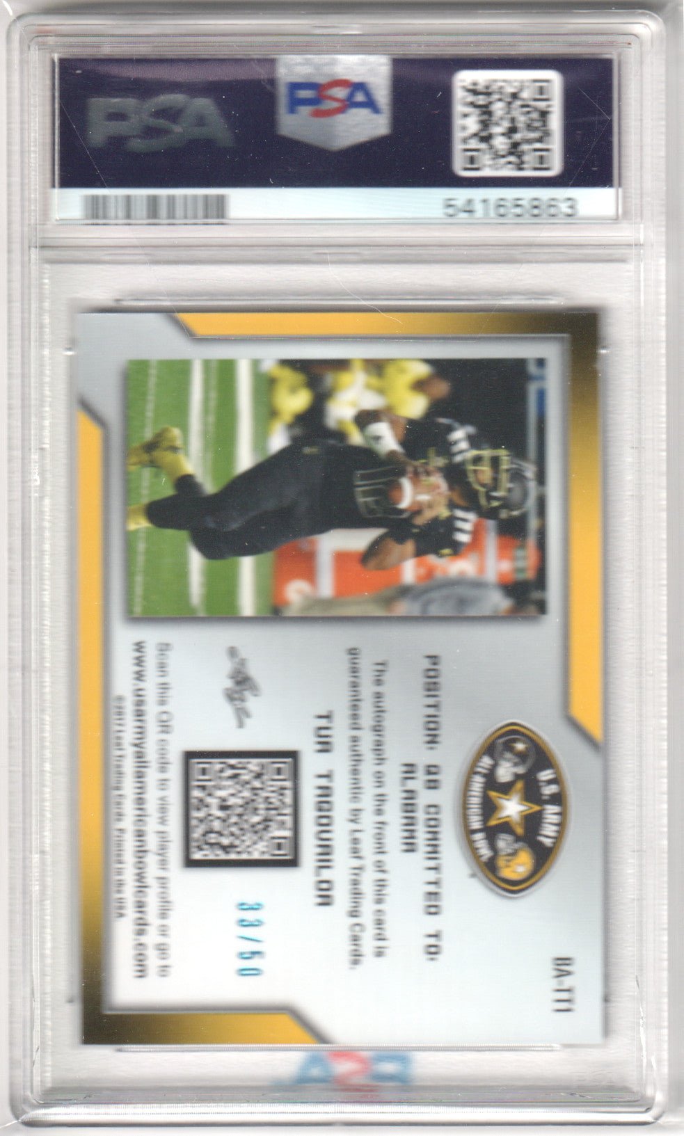 TUA TAGOVAILOA 2017 Leaf Metal Army All - American Autograph RC Blue Rookie PSA 9 - Columbia Hobby - Sports Card Boxes - Toploaders - Card Savers