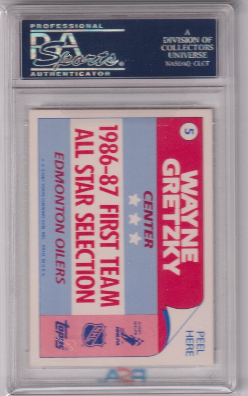WAYNE GRETZKY 1987 - 88 Topps Stickers #5 PSA 9 MINT - OILERS - Columbia Hobby - Sports Card Boxes - Toploaders - Card Savers