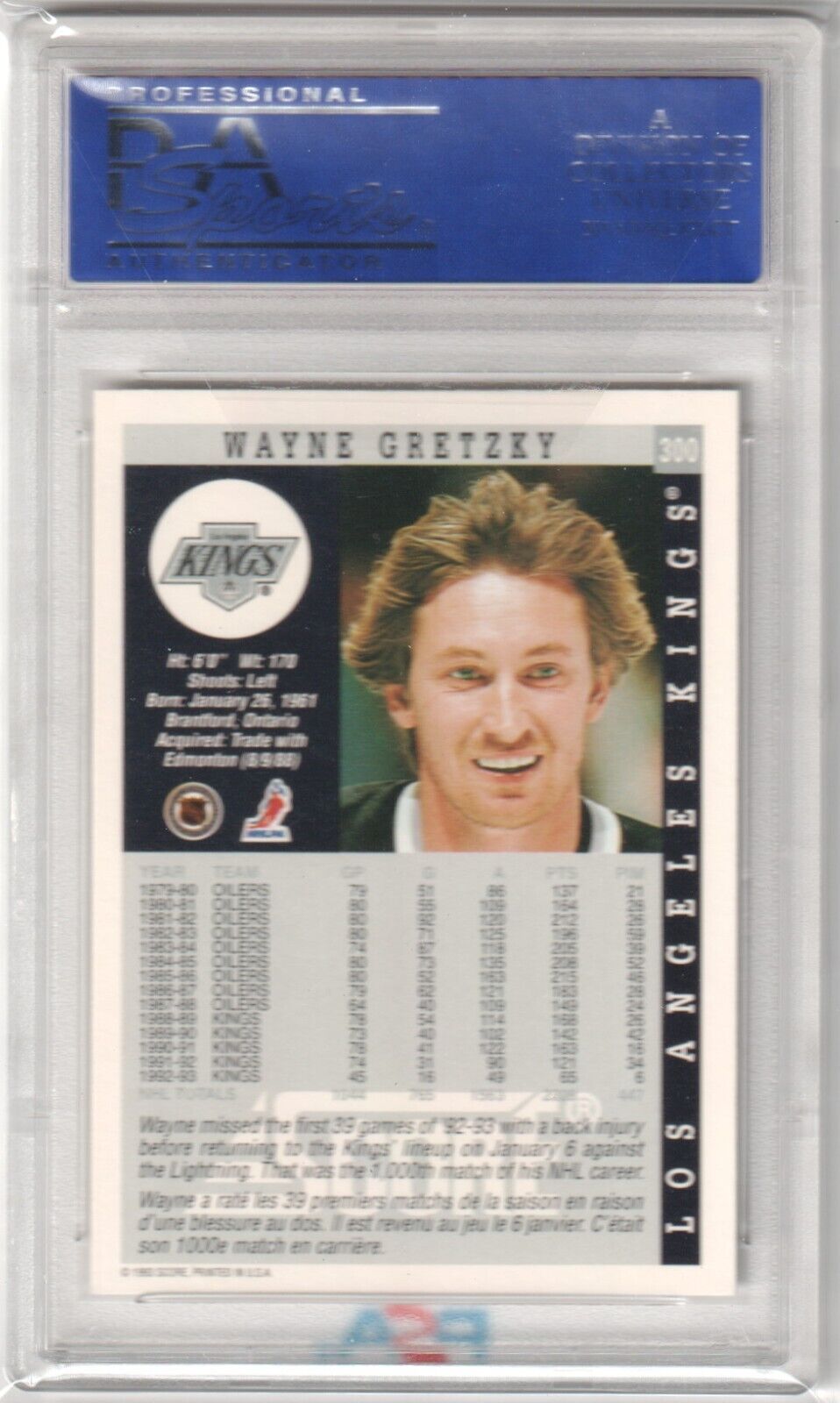 WAYNE GRETZKY 1993 - 94 Score #300 PSA 10 GEM MINT - KINGS - Columbia Hobby - Sports Card Boxes - Toploaders - Card Savers