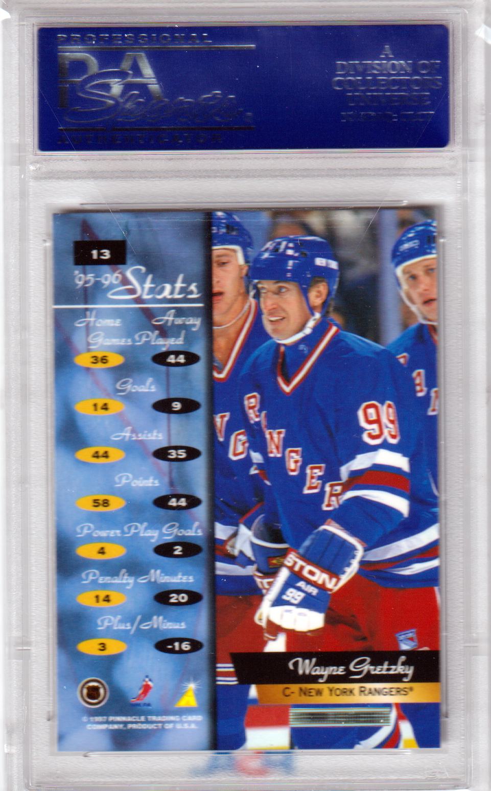 WAYNE GRETZKY 1996 - 97 Zenith #13 PSA 10 GEM MINT - RANGERS - Columbia Hobby - Sports Card Boxes - Toploaders - Card Savers