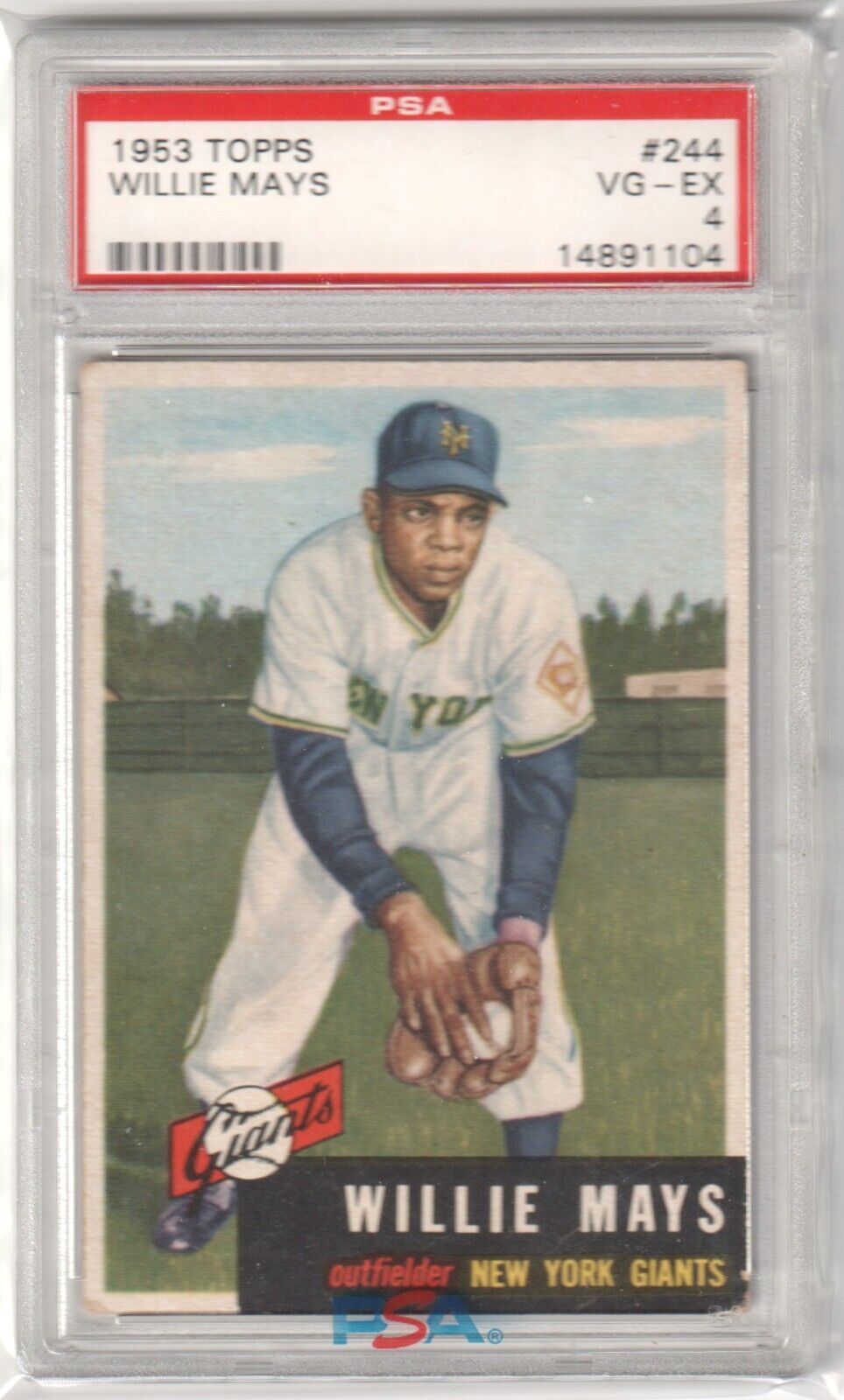 WILLIE MAYS 1953 Topps #244 Graded PSA 4 VG - EX - GIANTS - Columbia Hobby - Sports Card Boxes - Toploaders - Card Savers