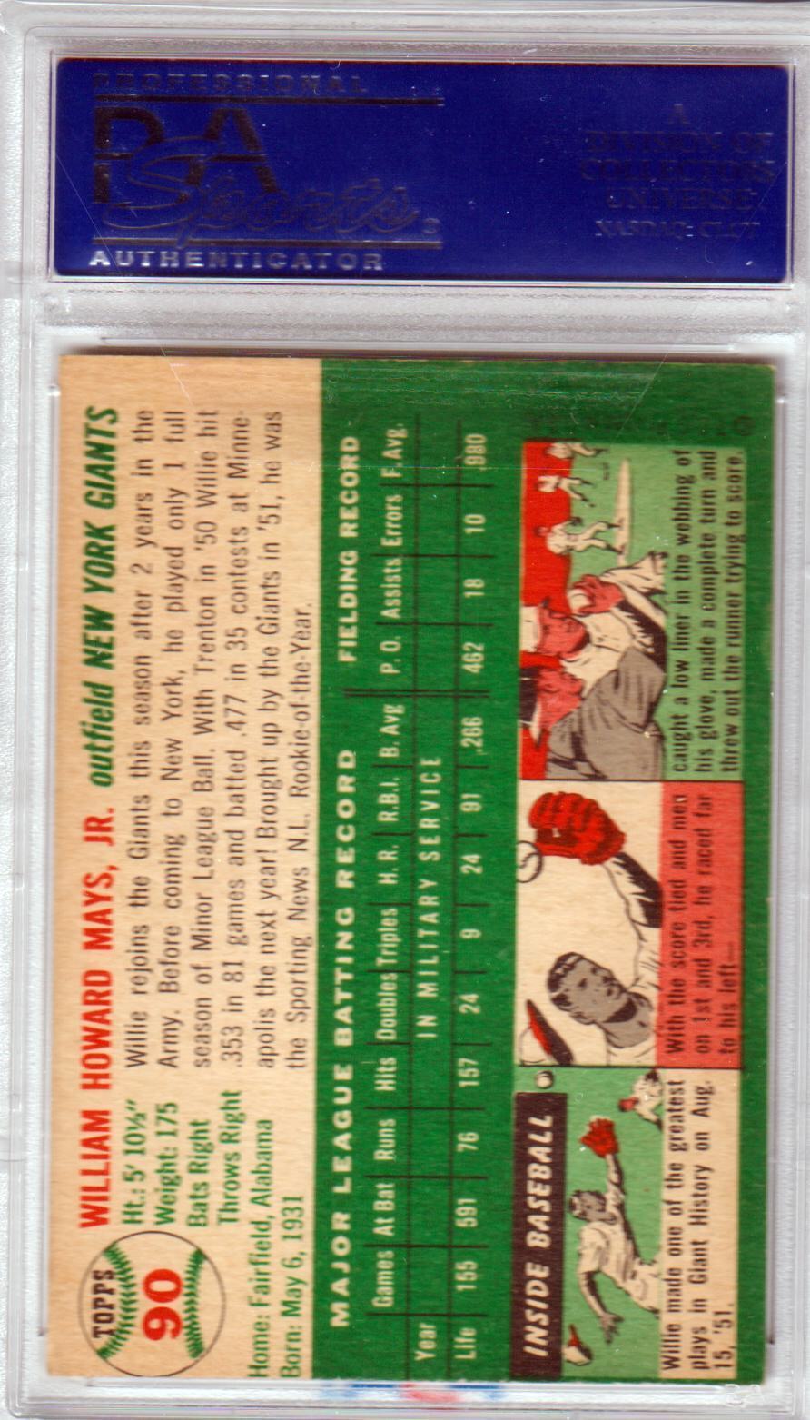 WILLIE MAYS 1954 Topps 90 PSA 4 VG - EX - New York Giants - Columbia Hobby - Sports Card Boxes - Toploaders - Card Savers