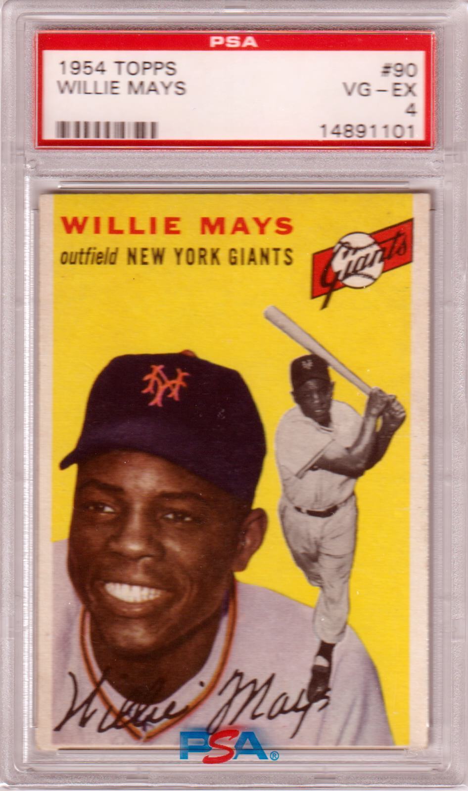 WILLIE MAYS 1954 Topps 90 PSA 4 VG - EX - New York Giants - Columbia Hobby - Sports Card Boxes - Toploaders - Card Savers