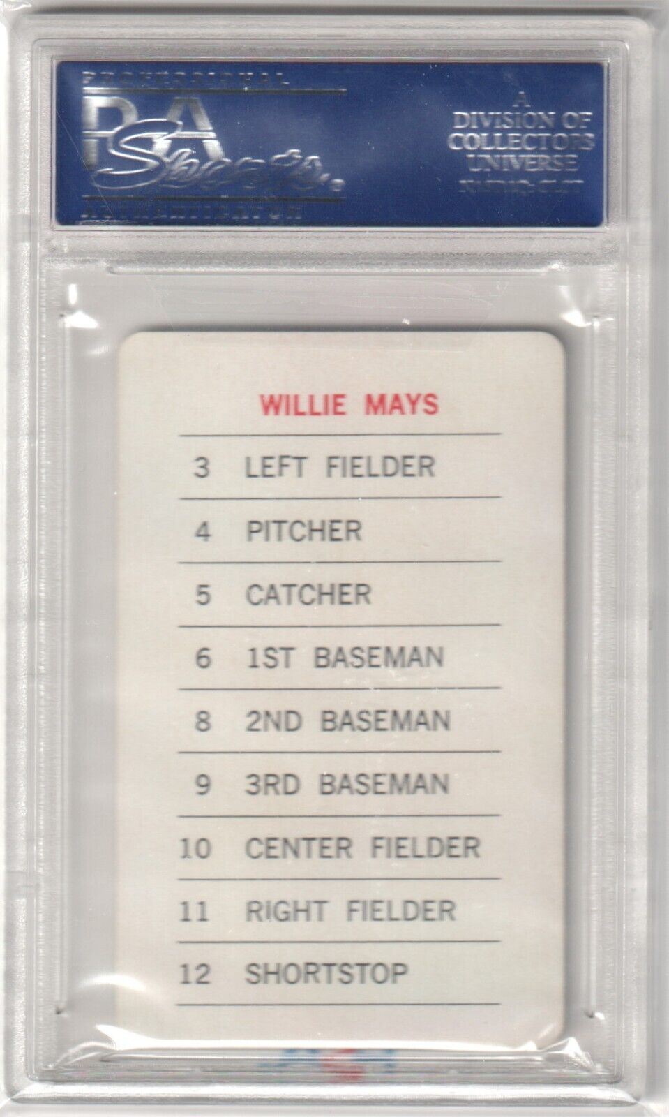 WILLIE MAYS 1970 Milton Bradley Graded PSA 9 MINT - GIANTS - Columbia Hobby - Sports Card Boxes - Toploaders - Card Savers