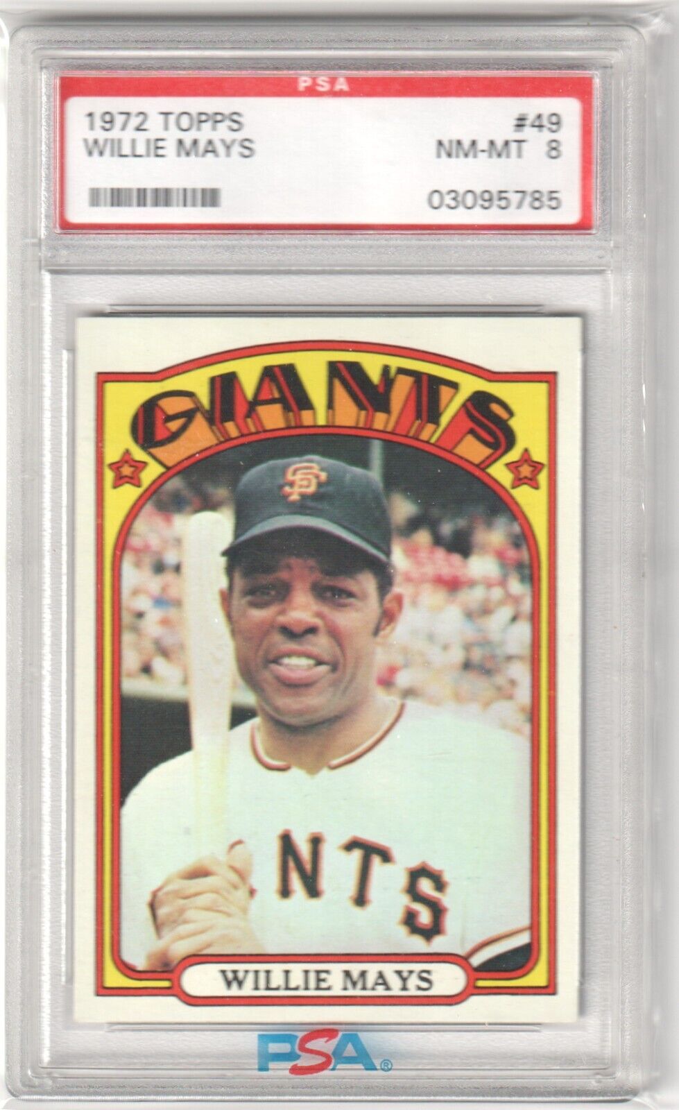 WILLIE MAYS 1972 Topps #49 Graded PSA 8 NM - MT - GIANTS - Columbia Hobby - Sports Card Boxes - Toploaders - Card Savers