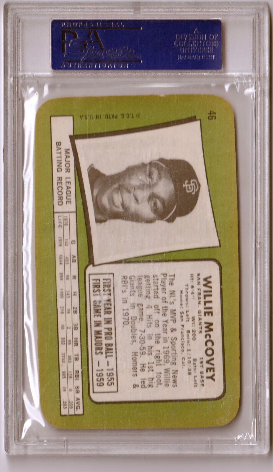 WILLIE McCOVEY 1971 Topps Super #46 PSA 6 EX - MT - GIANTS - Columbia Hobby - Sports Card Boxes - Toploaders - Card Savers