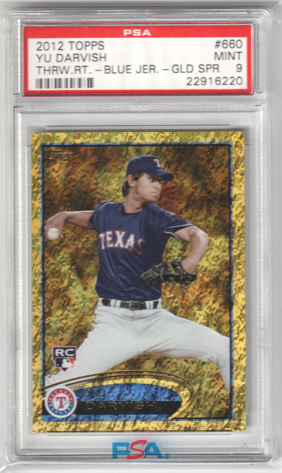 YU DARVISH 2012 Topps #660 Gold Sparkle Rookie RC PSA 9 MINT - RANGERS PADRES - Columbia Hobby - Sports Card Boxes - Toploaders - Card Savers
