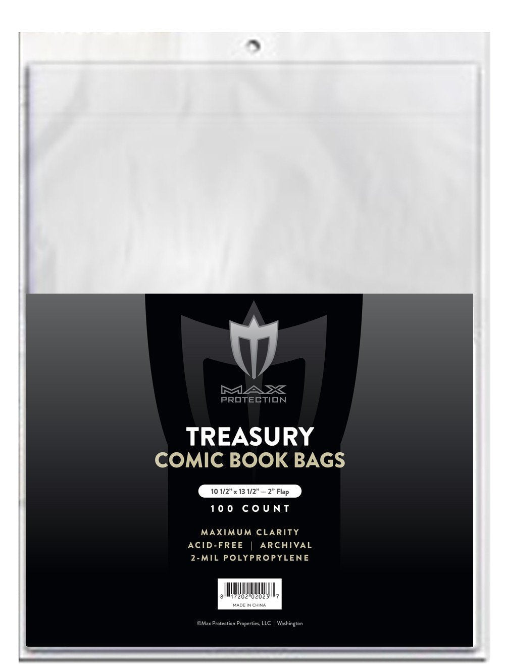 100ct Pack Treasury Comic Bags - 10 - 1/2x13 - 1/2 - Columbia Hobby - Sports Card Boxes - Toploaders - Card Savers