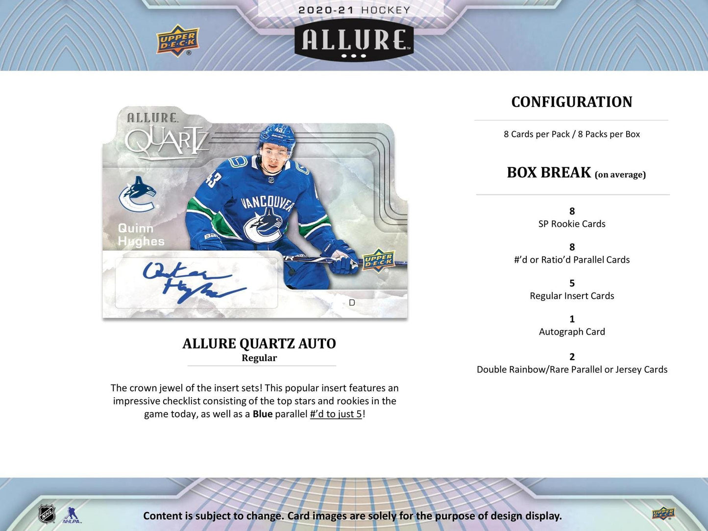 2020 - 21 Upper Deck Allure Hockey Hobby Box - Columbia Hobby - Sports Card Boxes - Toploaders - Card Savers