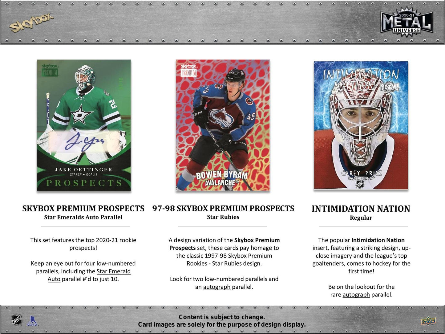 2020 - 21 Upper Deck Skybox Metal Universe Hockey Hobby Box - Columbia Hobby - Sports Card Boxes - Toploaders - Card Savers