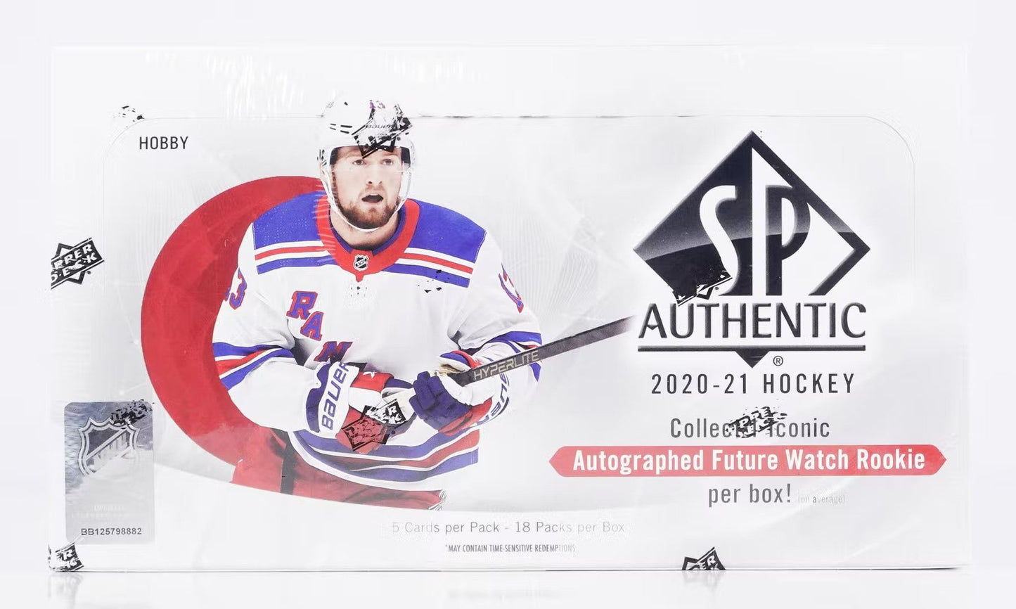 2020 - 21 Upper Deck SP Authentic Hockey Hobby Box - Columbia Hobby - Sports Card Boxes - Toploaders - Card Savers