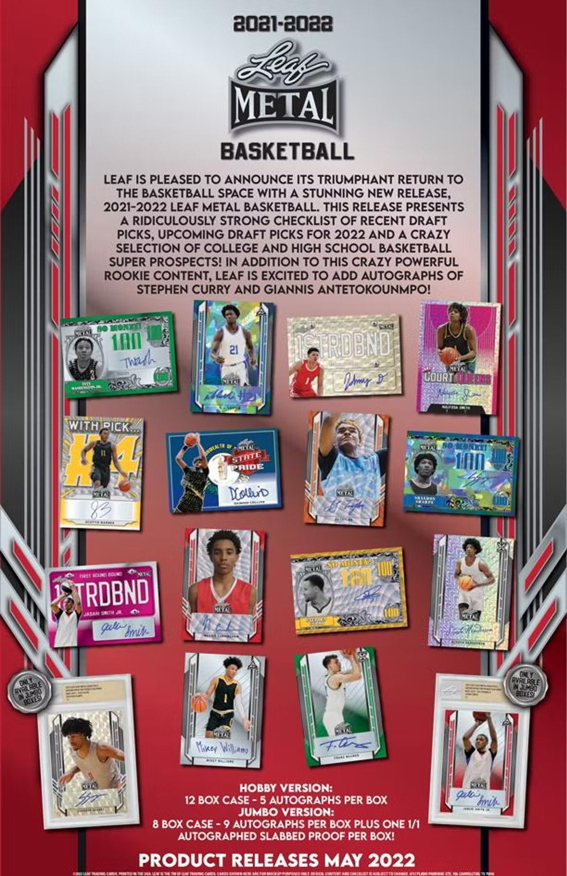2021 - 22 Leaf Metal Basketball Jumbo Box - Columbia Hobby - Sports Card Boxes - Toploaders - Card Savers