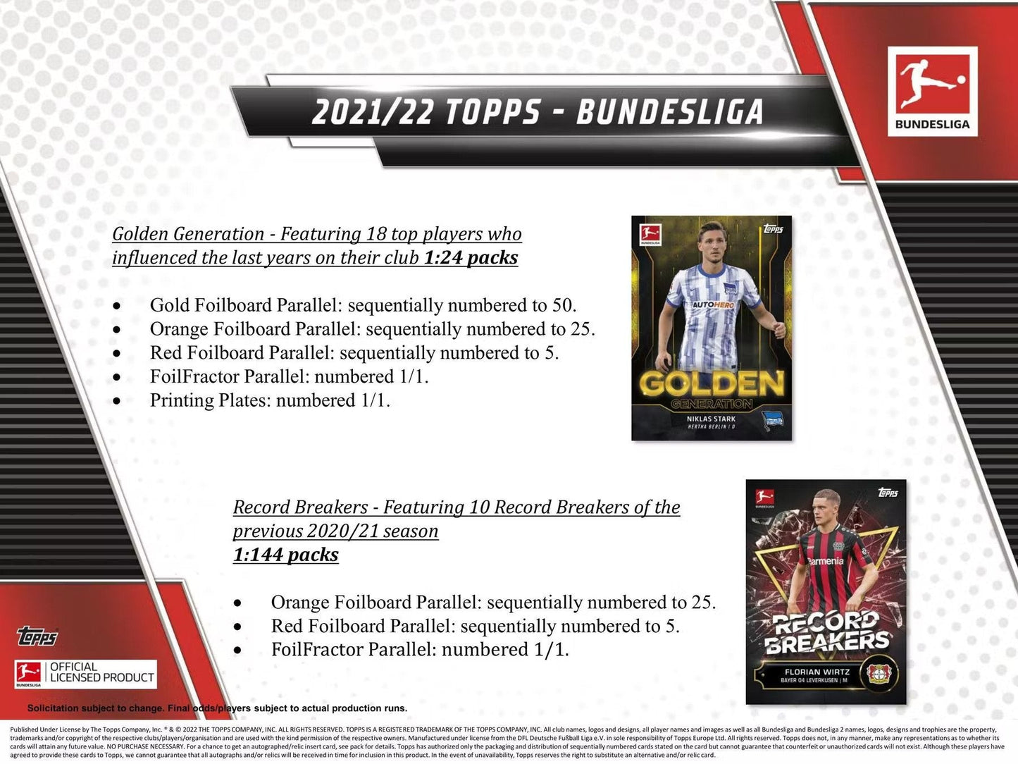 2021 - 22 Topps Bundesliga Soccer Hobby Box - Columbia Hobby - Sports Card Boxes - Toploaders - Card Savers