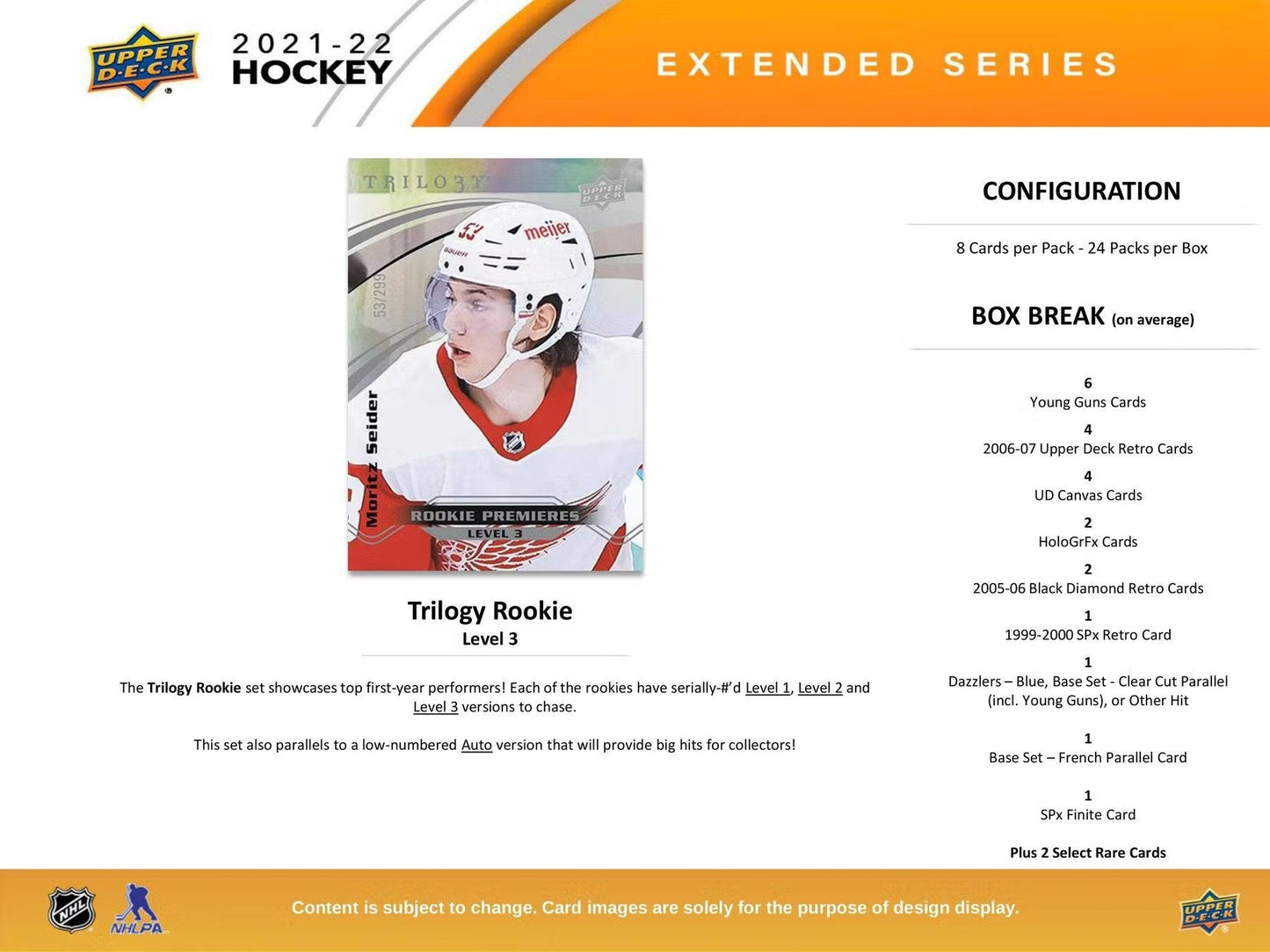 2021 - 22 Upper Deck Extended Series Hockey Hobby Box - Columbia Hobby - Sports Card Boxes - Toploaders - Card Savers