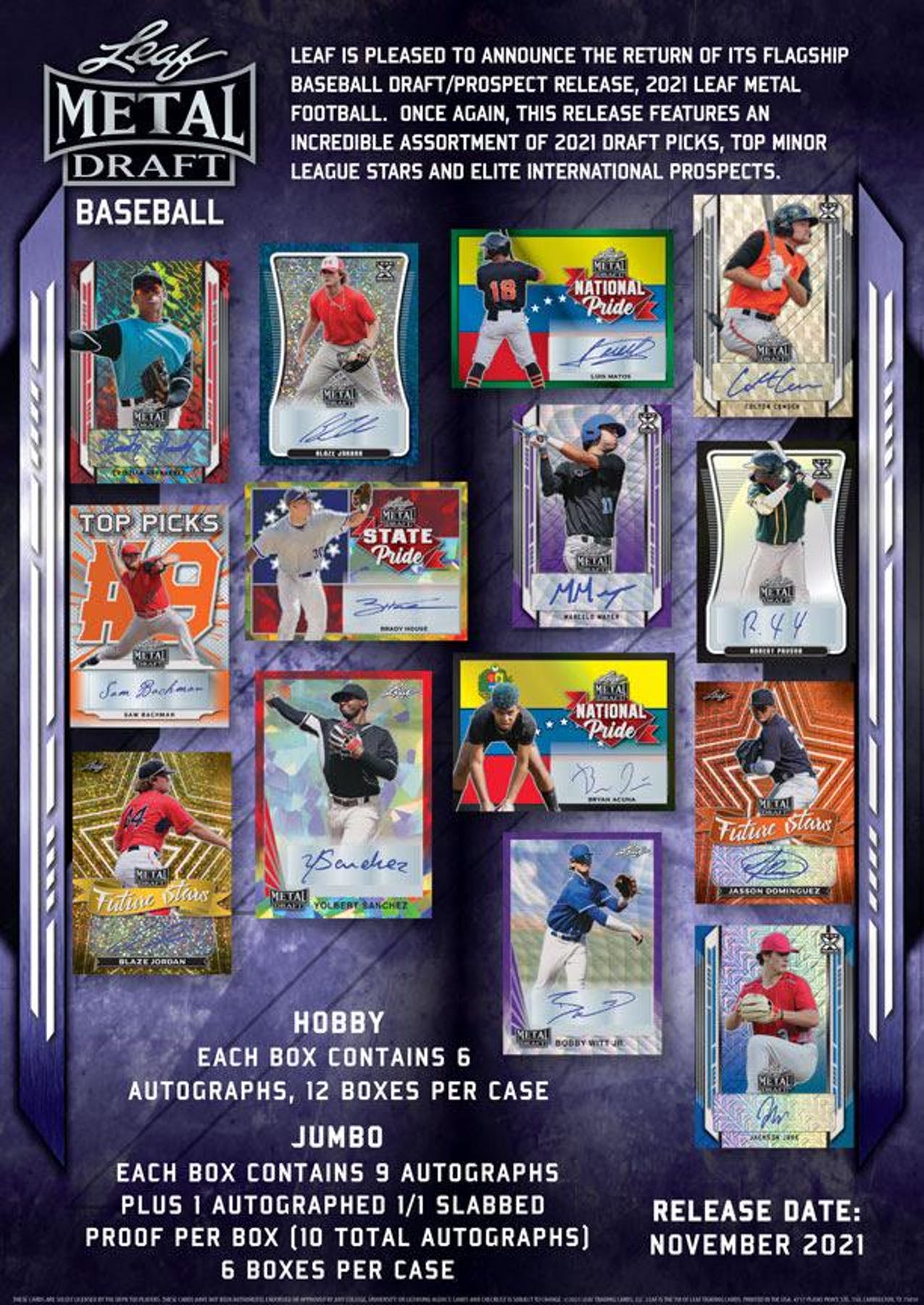 2021 Leaf Metal Draft Baseball Hobby Box - Columbia Hobby - Sports Card Boxes - Toploaders - Card Savers