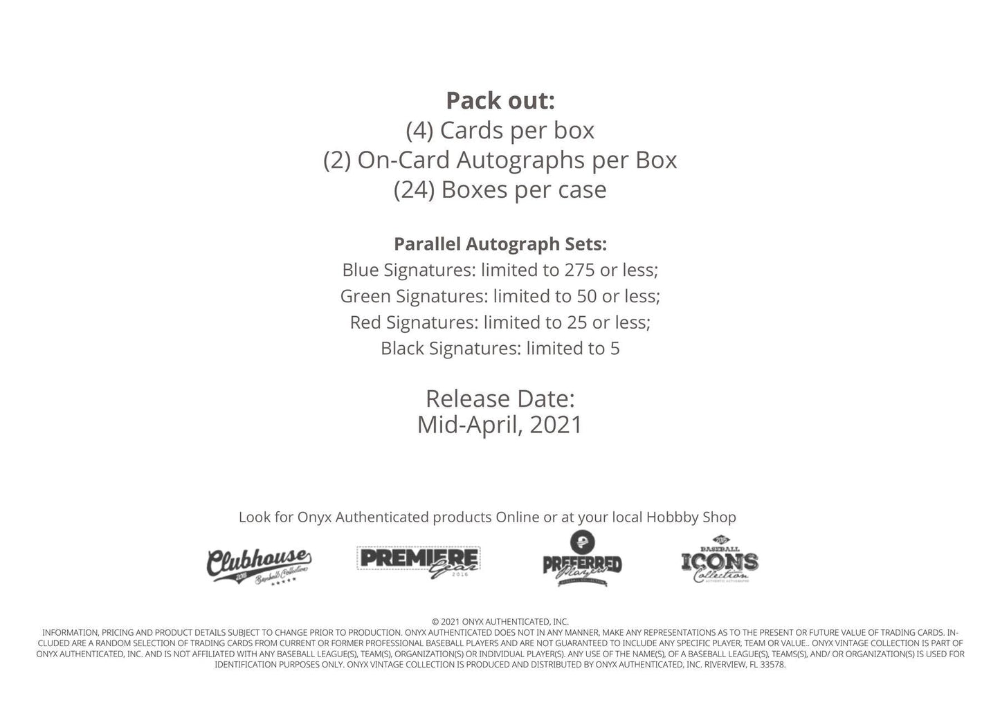 2021 Onyx Vintage Baseball Hobby Box - Columbia Hobby - Sports Card Boxes - Toploaders - Card Savers