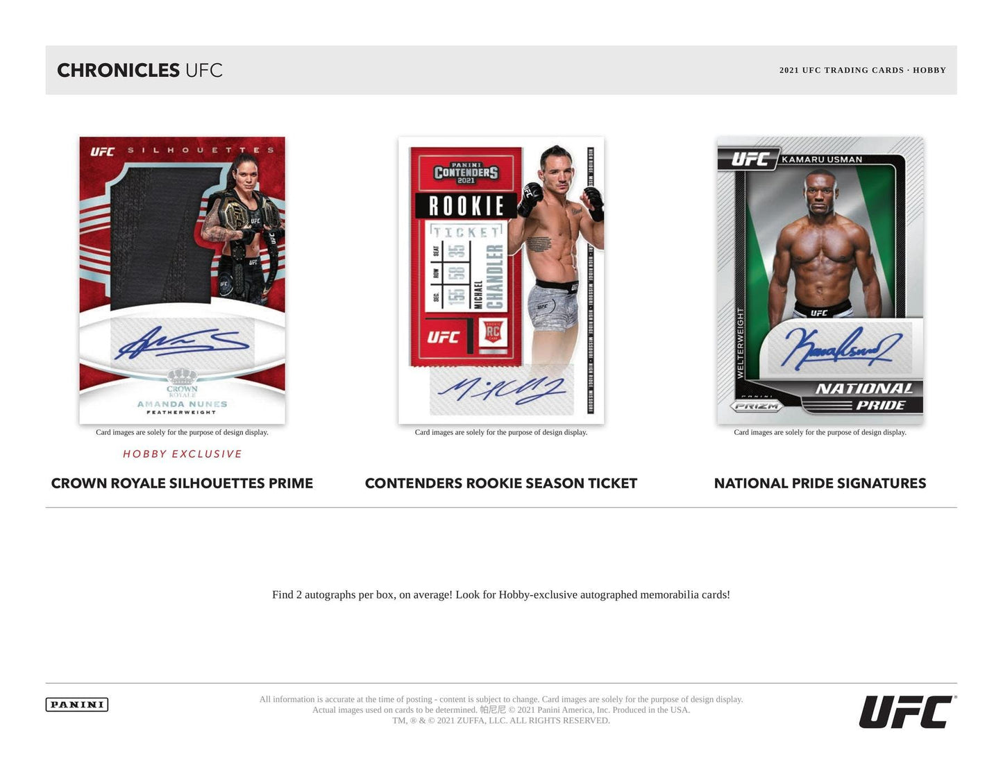 2021 Panini Chronicles UFC Hobby Box - Columbia Hobby - Sports Card Boxes - Toploaders - Card Savers