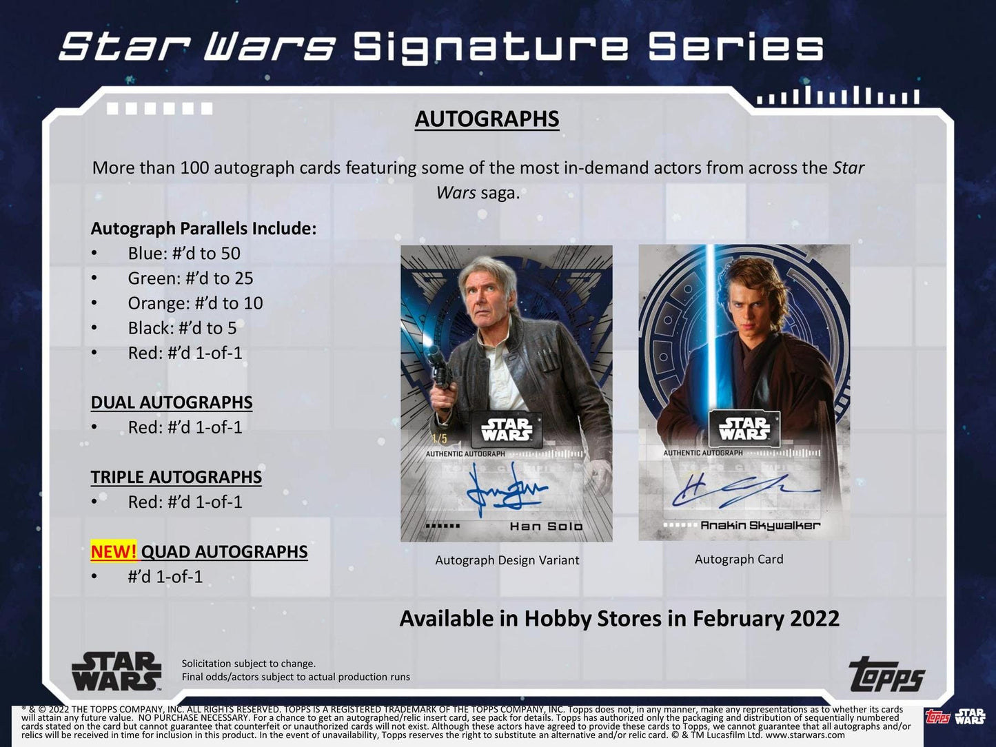 2022 Topps Star Wars Signature Series Box - Columbia Hobby - Sports Card Boxes - Toploaders - Card Savers